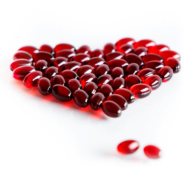 Heart shape made of Krill Oil pills